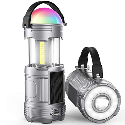 Tinzzi LEDランタン usb充電式 ソーラー充電 電池式 3 in 1 高輝度 軽量 折り畳み式一台三役 キャンプランタン 7色雰囲気ナイトライト 暖色と昼白色 卓上ランタン 懐中電灯 IPX４防水・防塵 アウトドア/登山/携帯キャンプ用品/防災/停電対策 特許取得 /UN38.3 /PSE安全認証 (グレー)