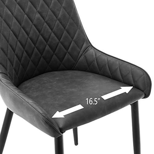 Tukailai Faux Leather Dining Chairs Set Of 4, Modern Armchair Tub Chair With Upholstered Seat And Metal Legs, Pu Leisure Chair For Kitchen, Living Room, Lounge (Dark Grey) #TOP5