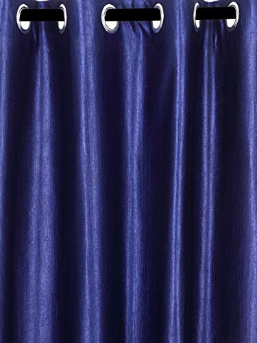 Image of Home Sizzler Long Crush 2 Piece Blue Window Curtain, 5 feet