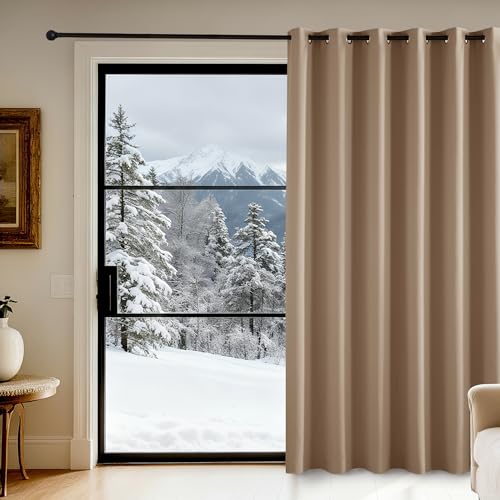 KGORGE - KGORGE Rideau Occultant - Lot de 1 Rideau Isolation Thermique pour Chambre Enfants/Adultes avec Œillets, Decoration Maison Salon Separation de Piece, Largeur 200 x Hauter 240cm, Moka