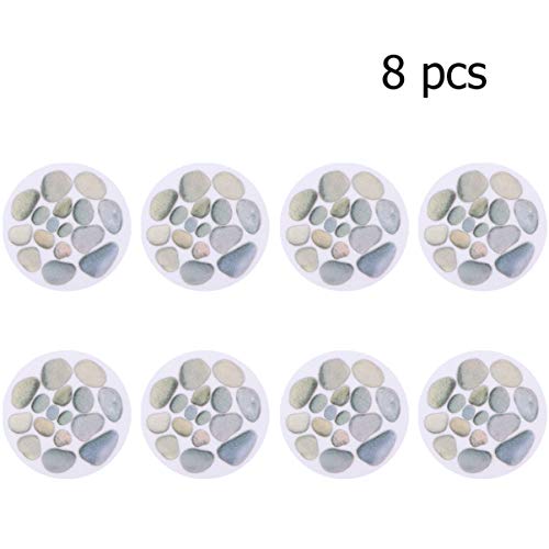 DOITOOL 8PCS Bathtub Stickers Non Slip for Adults or Kids,Colorful Stone Patterns Anti Slip Shower Decals Non Slip Safety Adhesive Shower Appliques with 1 Scraper for Bath Tub and Shower Surfaces