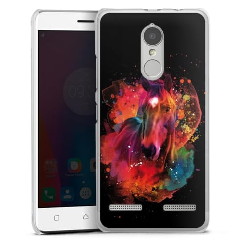 Coque Lenovo K6 étui housse cheval multicolore aquarelle protection dos