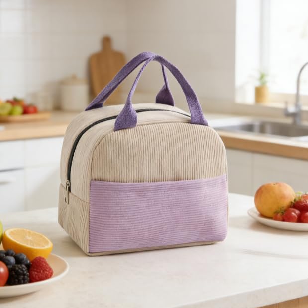 Large Capacity Insulated Bento Bag Triple-Layer Lunch Box for Work Picnic Outdoor Activities Waterproof Stylish Purple