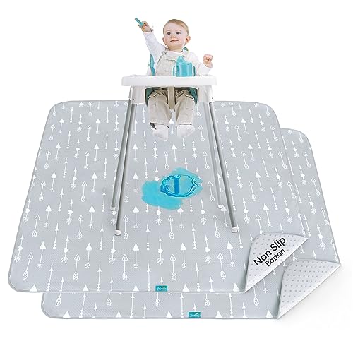 Image of Splat Mat 2 Pack for Under High Chair & Arts & Crafts & Eating Mess, Waterproof Baby Playtime Anti-Slip High Chair Mat for Floor or Table, Reusable & Portable Splash Mat for Under High Chair 42”×46”
