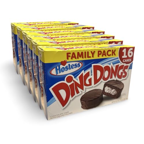 Hostess Chocolate Ding Dong Case, 1.27 Ounce, 16 Per Pack, 6 Per Case (96 Total Cakes)