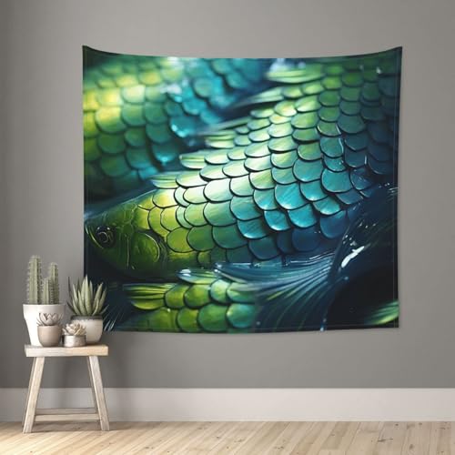Tapiz de pared con estampado de peces verdes DUWAA, decoración para sala de estar 2