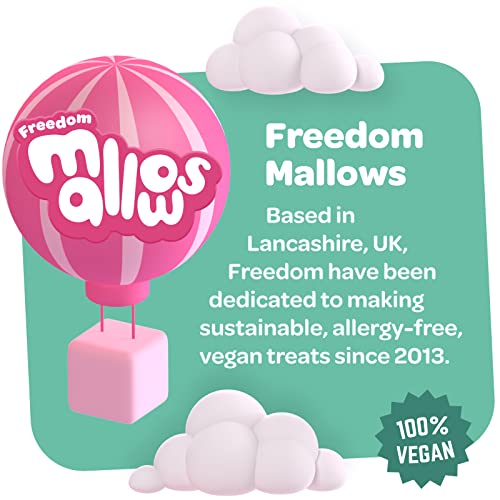 Freedom Vegan Vegantic Pink & White Vanilla BBQ Mallows 105g Bag - Vegan Marshmallows UK/Vegetarian Marshmallows UK Natural Flavours & Colours - Gelatine & Gluten Free Giant Marshmallows
