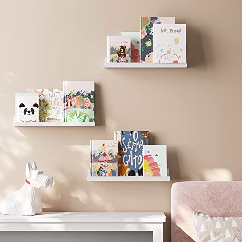 Songmics Floating Shelves, Set Of 3 Wall Shelves, For Photo Frames And Trinkets, For Living Room, Home Office, Kitchen, Bathroom, White Ulws38Wt #TOP4