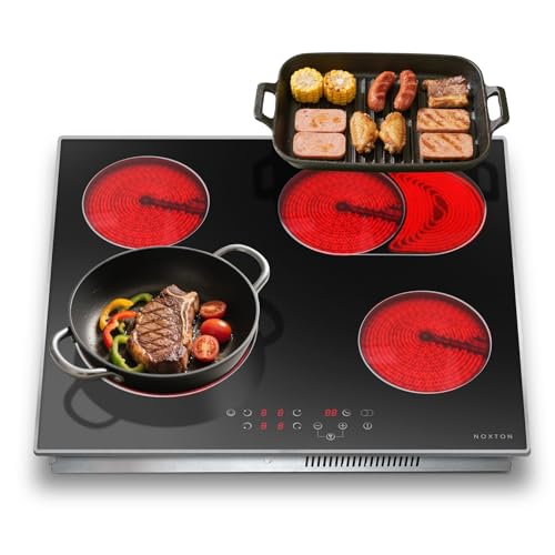 Image of Noxton 24 Inch Electric Cooktop with Glass Protecting the Metal Frame