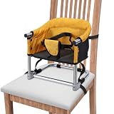 Asiento Elevador Portátil Asiento de Alimentación de Viaje, Trona Plegable para Bebé con Bolsa de Transporte para el Hogar y los Viajes, Correas de Silla Elevadora a la Mesa de Cocina(Amarillo)