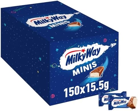 Milky Way Minis Schokoriegel, Schokolade, Milchcreme, 150 x 15,5 g | Lockere Milchcreme unter zarter Milchschokolade, leichter Genuss, perfekt für Kaffeepause. Halloween Süßigkeite