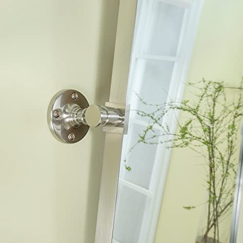 Teebarn 20X30 Brushed Nickel Metal Framed Rectangular Pivoting Bathroom Mirror, Tilting Rounded Rectangle Vanity Mirror For Wall Mount #TOP2