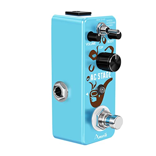 Amuzik Guitar Acoustic Simulator Pedal Analog Ac Stage Pedal Acoustic Simulator Pedal With Piezo/Standard/Jumbo Modes True Bypass Mini Size, (Lef-320) #TOP7
