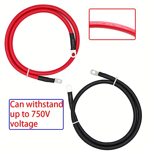 4 Awg Battery Cables,Gauge Power Inverter Cables With 5/16" Ring Terminals For Solar,Rv,Auto,Marine Car,Boat （Length 3 Ft) #TOP3