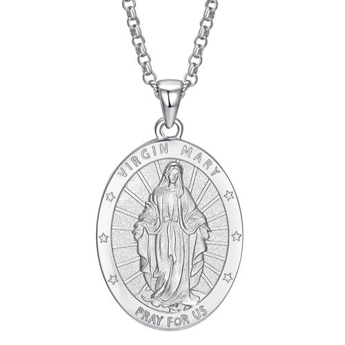 FANCIME St Michael St Christopher St Benedict St Jude Virgin Mary Necklace Sterling Silver Saint Pendant Saint Series Medals Amulet Pendant Saint Jewelry Fine Jewelry Gifts For Men Women