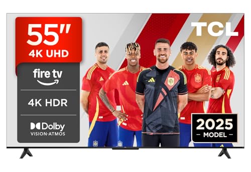TCL 55PF650A Televisor 55 Pulgadas 4K UHD, Smart TV con Fire TV, Dolby Vision y Atmos, AirPlay 2, HDR10, DTS, Game Master, Control por Voz Alexa