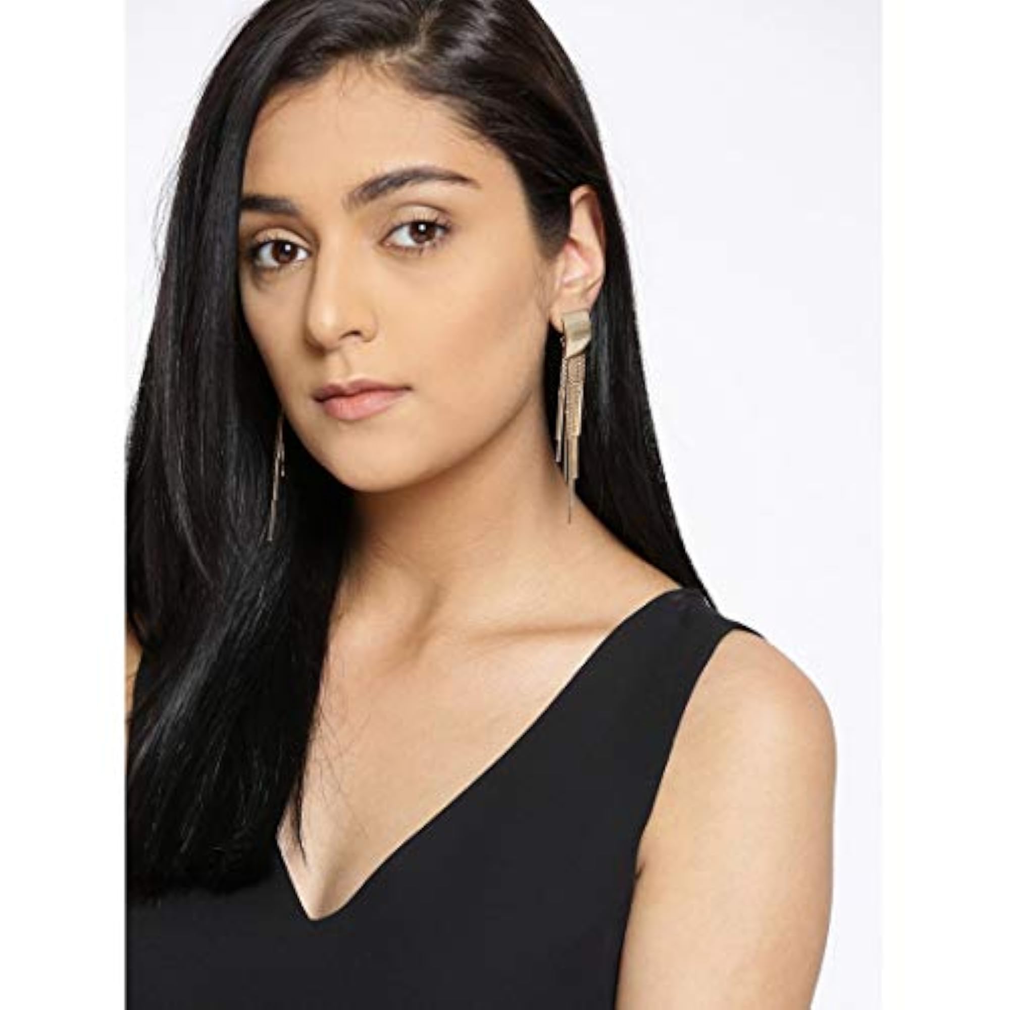 Geometric Opal Plated Chain Drop Earrings
