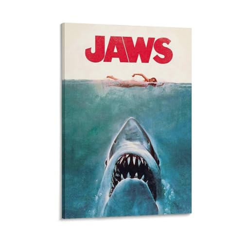 JAWS �W���[�Y - SHARK �|�X�^�[ �E�H�[���A�[�g �L�����o�X ��� �摜 �|�X�^�[ �ǂ̊G �Ǌ|�� �Ǐ��� �a�����M�t�g �z�[������16x24inch(40x60cm)