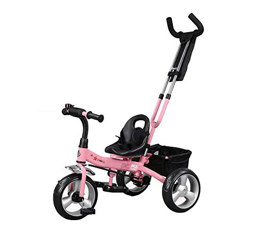 BBYRTC Carrito Bebe- Triciclo For Niños, 2-5 Años De Edad, Familia Portátil, 59 * 43 * 110 Cm (Color : Pink)
