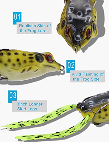image for Facikono Frog Lure Bass Fishing Frogs, 6Pcs Topwater Fishing Frog Lure