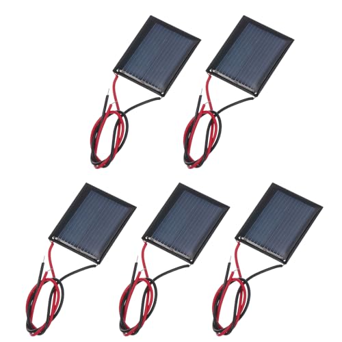 MECCANIXITY 5 Pcs 1V 0.08W 80mA Mini Solar Panels Small Polycrystalline Solar Cell Panel with 2 Cable for DIY Electric Toy Materials Kits Charger 30mm x 25mm