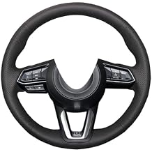 Eiseng DIY Genuine Leather Stitch Steering Wheel Cover Custom Fit for Mazda 3 2017 2018 / Mazda CX-5 Mazda 6 2017-2021 / CX-9 2016-2021 / CX-3 2019-2021 15 inches Interior Accessories Black Thread
