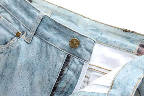 Men's Designer Straight Slim Fit Stretch Patchwork Jeans Comfort Skinny Biker Denim Pants4