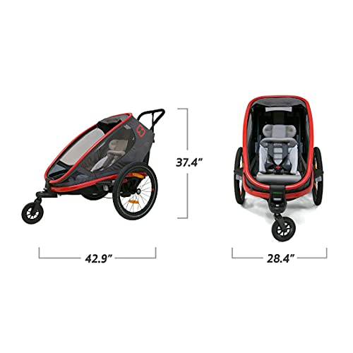 Hamax Outback One Seat Reclining Multi-Sport Child Bike Trailer + Stroller (Jogger Wheel Sold Separately) (Red/Charcoal) #TOP5