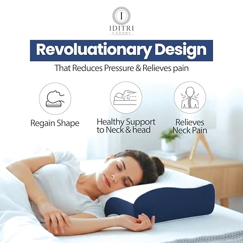 Image of Ergonomic Cervical Support Pillow Set of 2, Rebound Memory Foam Contour for Neck, 48x30x9 cm, Breathable Skin Friendly Mesh Fabric, Orthopedic Bedding for Side Sleepers,Blue