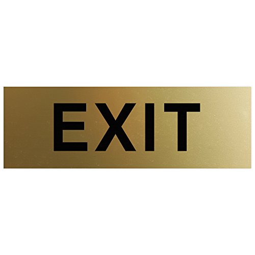 Image of All Quality Basic Exit Wall or Door Sign - Simple & Clear To Ensure Safety | Easy to Install - Brushed Gold - Large (2 Pack)