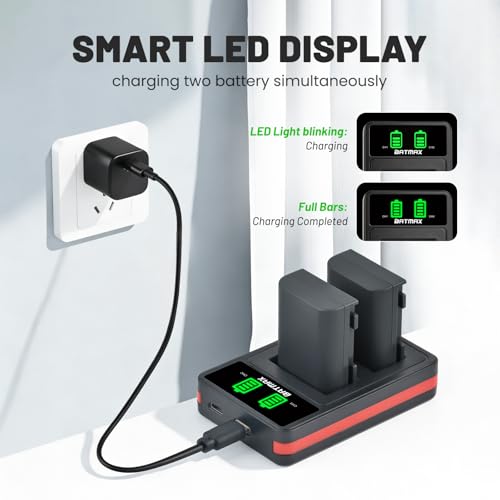 Image of Batmax 2Pcs NB-2L NB-2LH Battery + Built-in USB LED Charger for Canon PowerShot G7 G9 S80 S70 S60 S50 S45 S40 S30, Canon DC410 DC420 EOS 350D 400D Digital Rebel XT XTi, VIXIA HF R10