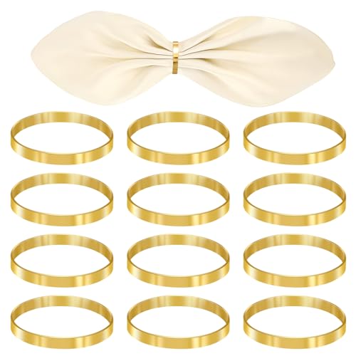 Nogeqi 12 Stück Metall Napkin Rings Gold, Elegante Napkin Ring...