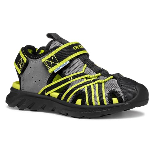 Geox J Sandal AIRADYUM BO, Sandalia, Grey/Lime, 34 EU