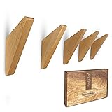 FamilyChest Wandhaken Holz aus Buche [5er Set] HxBxT: 12,4 x 7,2 x 1,8 cm - inkl. Zubehör und Montageschablone - für Jacken, Caps, Taschen, Handtücher etc.