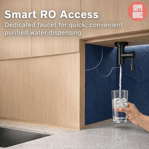 Image of Happy Homes Brass Inverted RO Tap - Ideal for Cupboard RO Water Purifiers - Durable Drinking Water Filter Tap (Black)