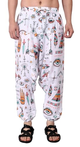 Image of Whitewhale Men's Cotton Solid Harem Pants Yoga Trousers Hippie Pant