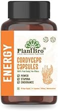 PlantBro Cordyceps Militaris Capsules - 500mg | Raw Dried Mushroom for Men and Women | Natural Keeda Jadi For Immunity Booster | Health Supplement For Strength & Energy - 60 Capsules