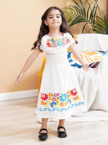 Image of Mexican Dress for Girls Traditional Vestidos Mexicanos Cinco de Mayo Embroidered Dresser Toddler Kids