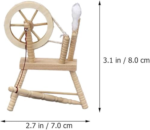 Miniatura 4 de Toyvian 2pcs 1: 12 Muebles en miniatura de casa de muñecas Mini máquina de laminación de mano de madera modelo rueda giratoria modelo casa de
