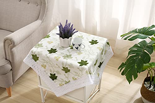 Bettop Square Tablecloth,Nightstand Tablecloth,Side Table Cover,Table Cloth For Bedside Table/ Nightstand/Night Table/Tea Table/End Table/Dressers,Table Dustcover Doilies For Furniture (Green Leaf) #TOP4
