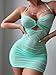 CRIPOM Sexy Lingerie for Women Bodycon Mini Dress Sheer Party Clubwear Outfits Lingerie Sets Mint Green L