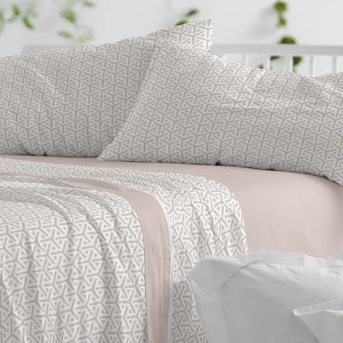 Juego de sábanas Burrito Blanco de algodón beige para cama de 105 cm 3
