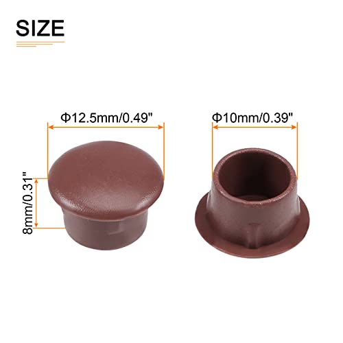 Image of DTGN 10mm x 12.5mm x 8mm(Dia. x Cap Dia. x H) Screw Hole Plugs - 50Pack - Good for Furniture Cupboard Wardrobe - Plastic Fastener Hole Caps - Brown