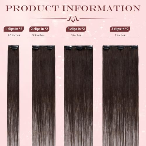 UK-Fashion-Shop Human Hair Extensions Clip in Real Hair Dark Brown Clip in Hair Extensions 10 inch 8pcs Straight Seamless Remy Thin Hair - Image 3