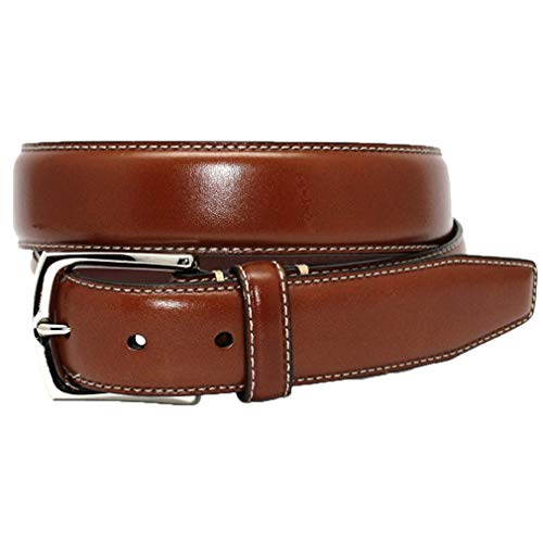 Torino Leather Burnished Tumbled Leather Dress Belt - Saddle Tan