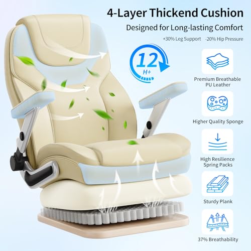 Image of Big and Tall Office Chair with 5D Arms, 600lbs Fabric & PU Leather Heavy Duty Desk Chair, Adjustable Lumbar Support & Height, Tilt Function, High Back Ergonomic Executive Computer Chair