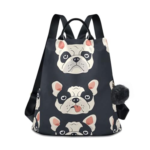 Cute Bulldog Dog Puppy Backpack for Women Anti Theft Large Fashion Travel Shoulder Bag Purse Rucksack Lightweight
