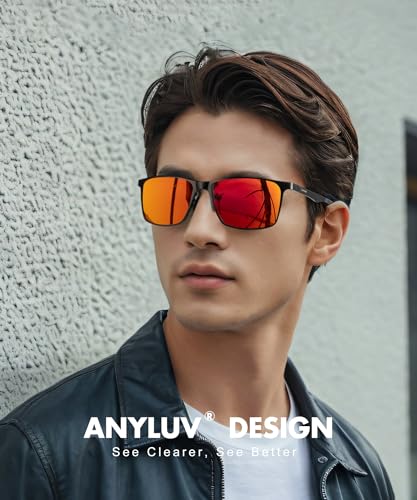 Image of ANYLUV Polarized Sunglasses for Men Rectangular Classic Al-Mg Metal Frame Sun Glasses Mens Sunglasses with UV Protection