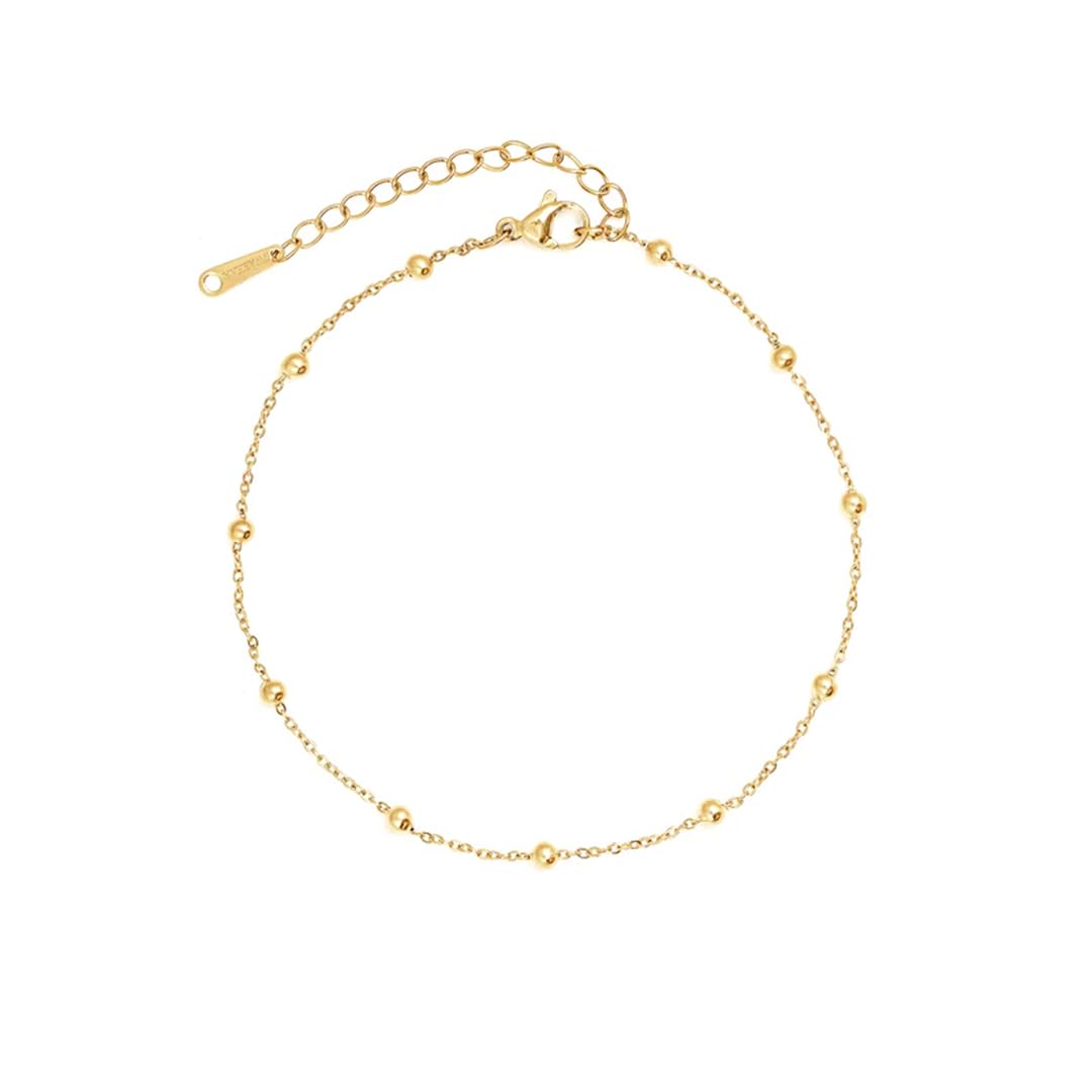 Leora Opal Dots 18K Gold Plated Women's Anklet - Stainless Steel Adjustable Chain with CZ Dots, Minimal & Elegant Jewellery for Everyday Wear and Gifting for Girls & Ladies-image-21