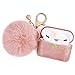 Airpods Pro Case, Bling Airpod Pro Protective Cover Case for Apple AirPods Pro Charging Case 2019, FILOTO Cute AirPods 3 Accessories Silicone Case Keychain/Pompom/Skin/Strap, Rose Gold